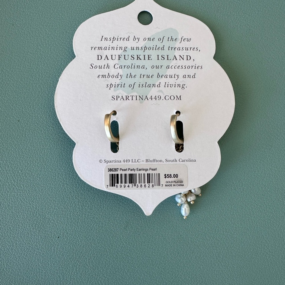 Spartina 449 Gold and Pearl Drop Earrings - Picture 5 of 5